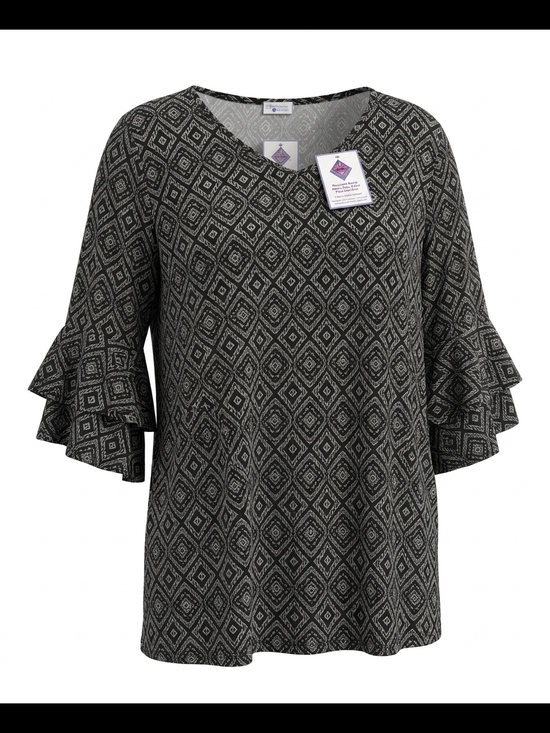 Mountain Mamas Tops - Mountain Mamas Double Ruffle Bell Sleeve Dress Tunic - Black Diamond - XXL - NWT